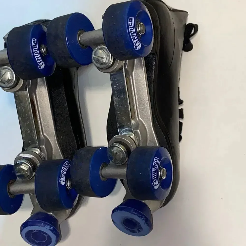 Chicago Black Roller Skates with Blue Wheels